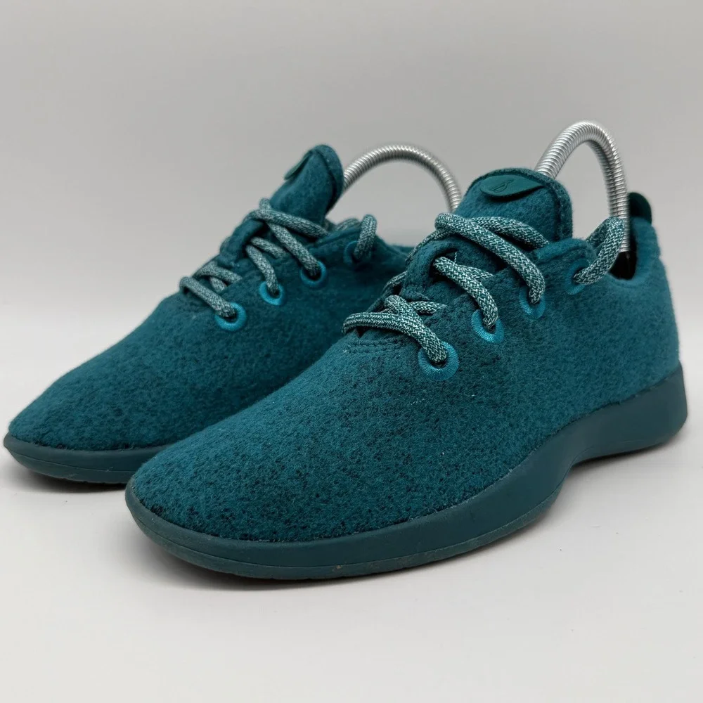 Allbirds Wool Runner Women Size 7 Teal Blue Sustainable Merino Wool Sneakers